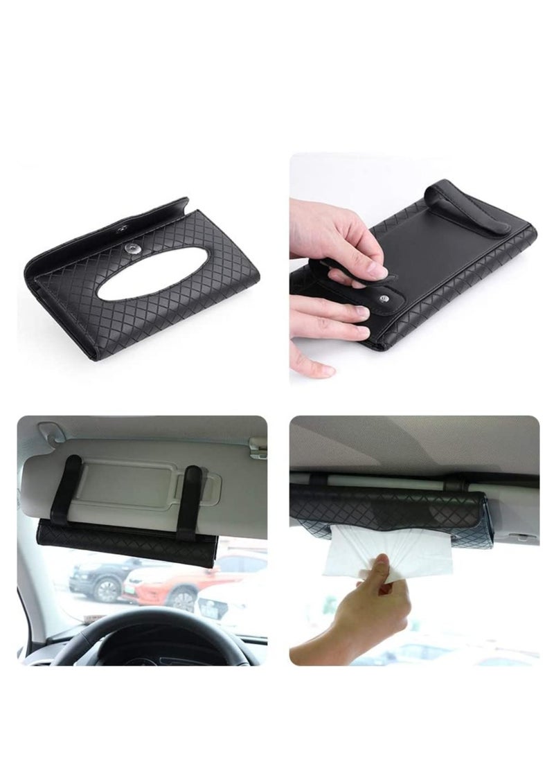 ECVV Car Tissue Holder, Luxury Tissue Box Holder For Car, Sun Visor Napkin Holder, Hanging Car Tissues Holder For Car & Truck Decoration, Black,  - Image 5