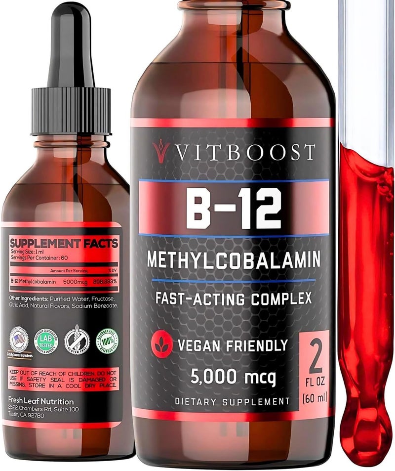 VITBOOST Vegan B12 Liquid Drops 60ml for Energy - Image 1