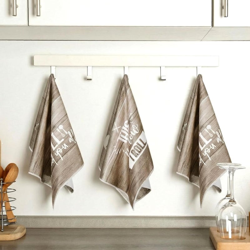 Bencailor 6 Pcs Wood Kitchen Towels Decorative Sets Dish Towels Absorbent Fast Drying Hand Tea Vintage Hanging Reusable Cleaning Dishcloths for Cooking Farmhouse Bathroom Accessory - Image 2