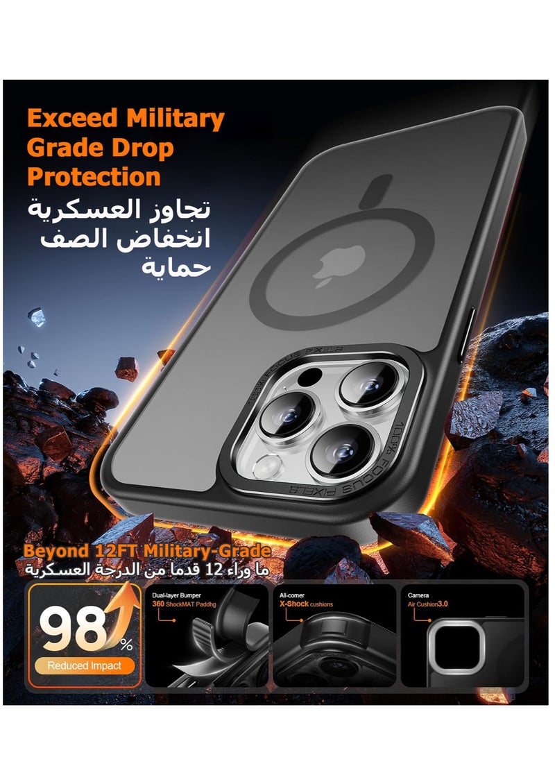 Concretization iPhone 15 Pro MagSafe Case Magnetic Back Cover,【Full Shockproof Protection】Translucent Matte Back, Slim Phone Cover with Strong Magnet for Apple 15 Pro (2023)(Black) - Image 4