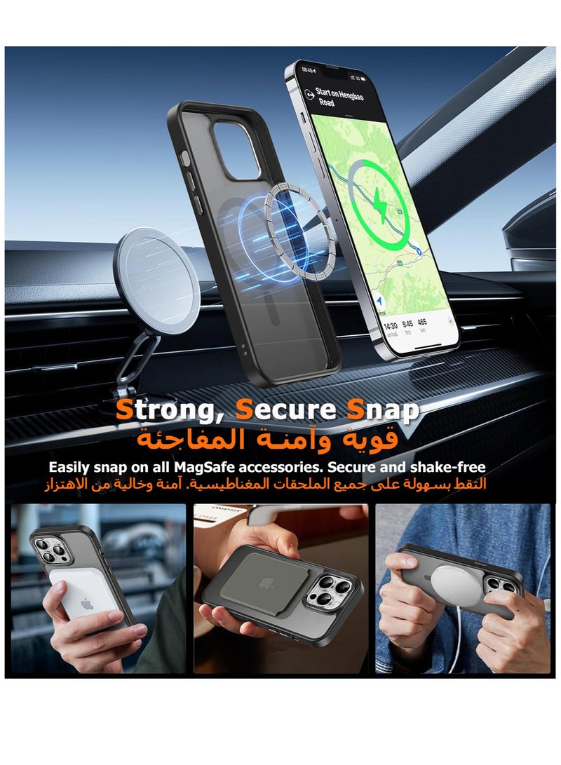 Concretization iPhone 15 Pro MagSafe Case Magnetic Back Cover,【Full Shockproof Protection】Translucent Matte Back, Slim Phone Cover with Strong Magnet for Apple 15 Pro (2023)(Black) - Image 3