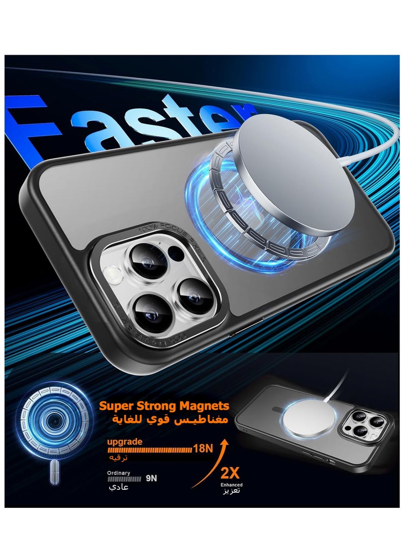 Concretization iPhone 15 Pro MagSafe Case Magnetic Back Cover,【Full Shockproof Protection】Translucent Matte Back, Slim Phone Cover with Strong Magnet for Apple 15 Pro (2023)(Black) - Image 2