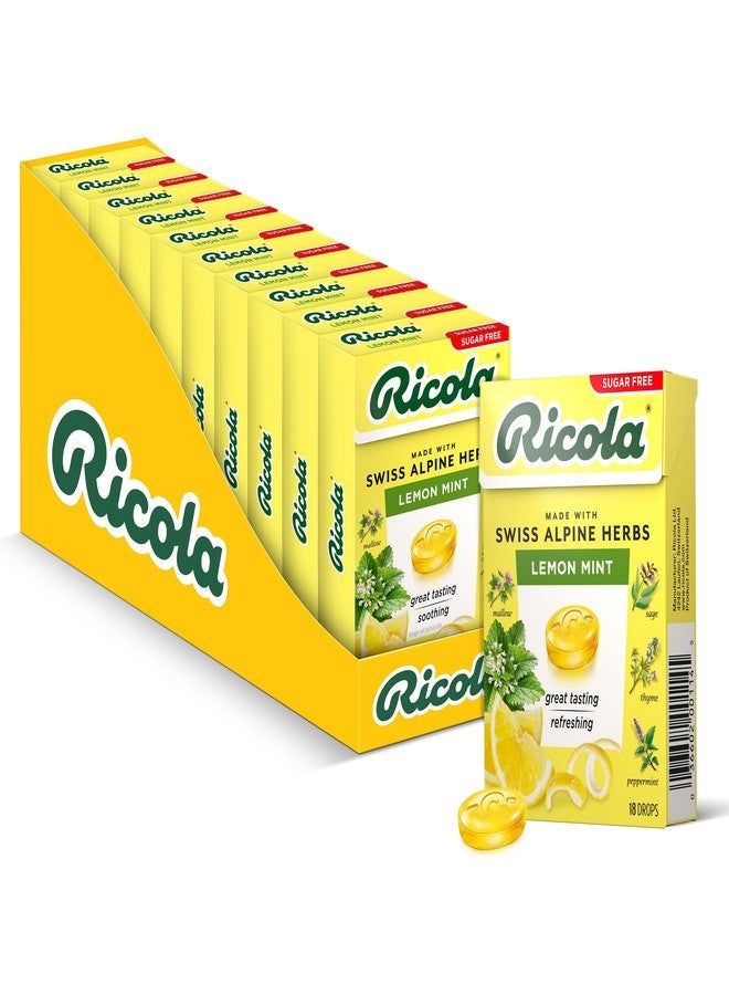 Ricola Box Sugar Free Lemon Mint Travel Sized Voice Refreshment, 18 Drops Per Box (Pack of 10) - Image 1