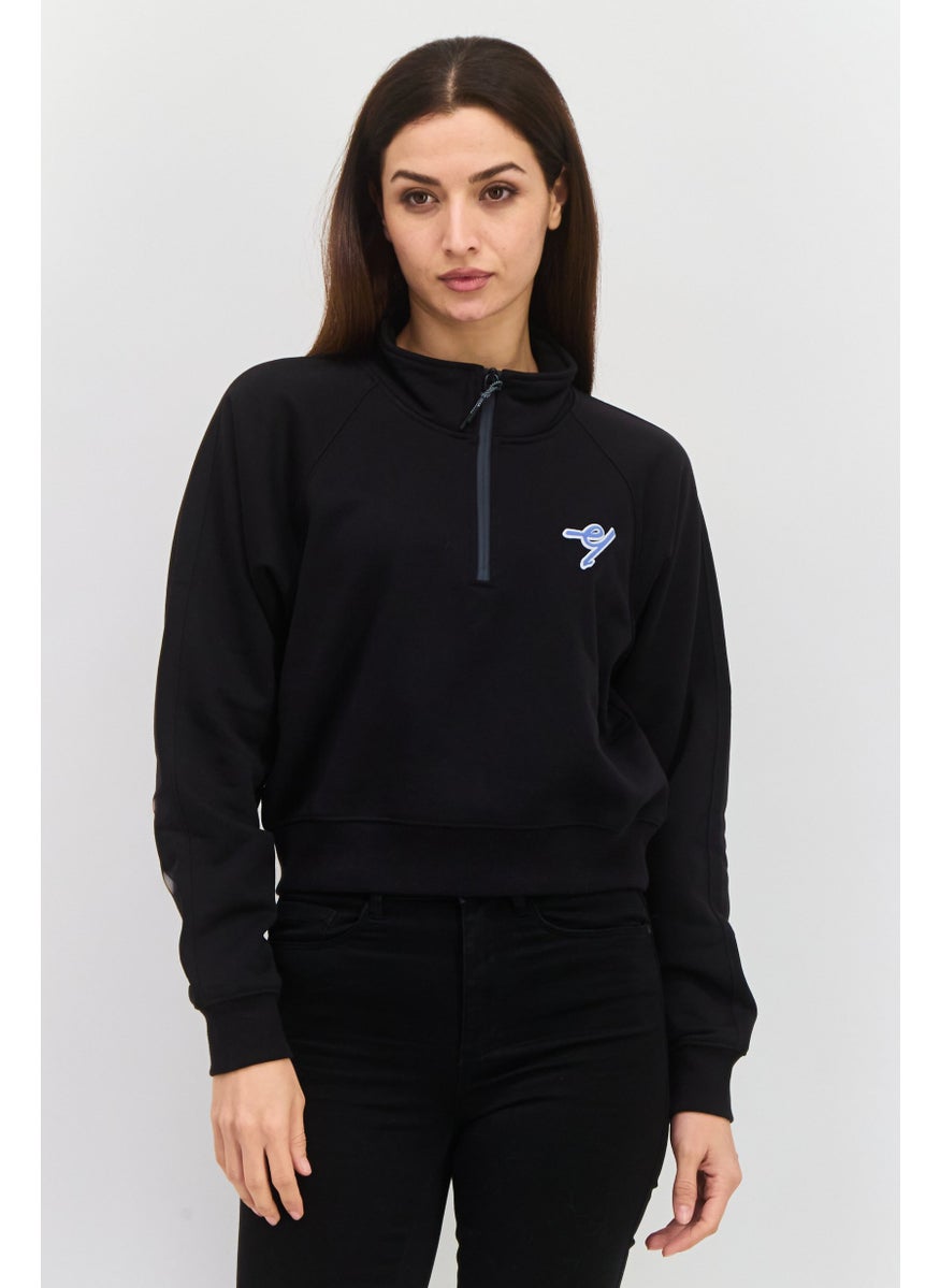 Women Mock Neck Embroidered Long Sleeves Sweatshirt, Black - pzsku/Z46CE5E9482CDBEBC971DZ/45/_/1737641873/d07cc33b-4c42-47f7-bdb0-ff20b8415158