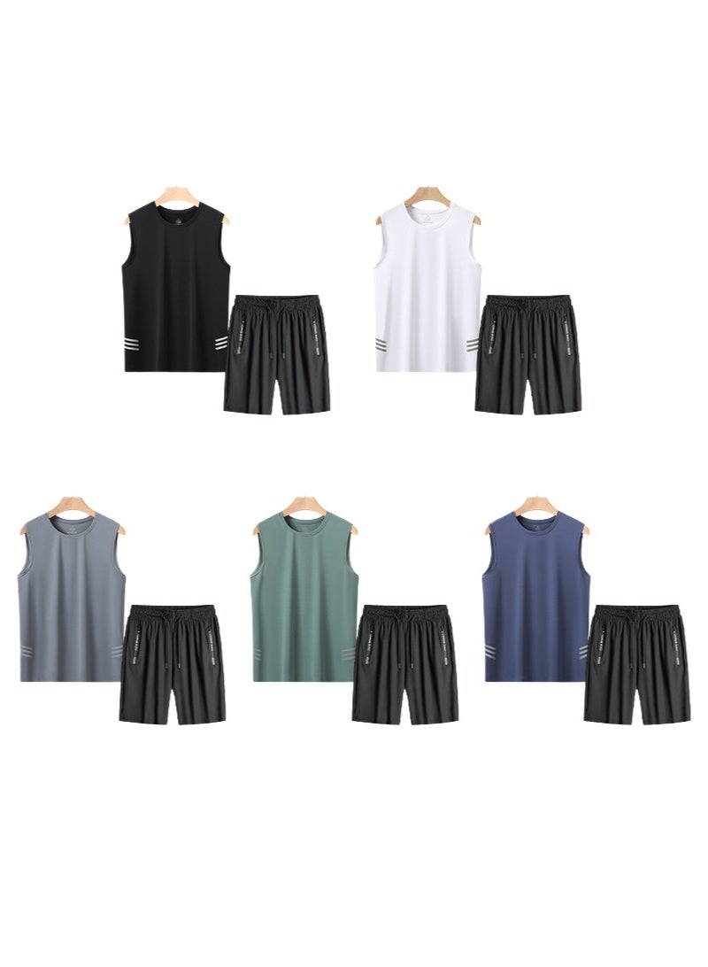 KUYING New Fashion Sports Extra Large Ice Silk Vest Set - Image 2