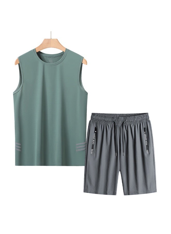 KUYING New Fashion Sports Extra Large Ice Silk Vest Set - Image 1