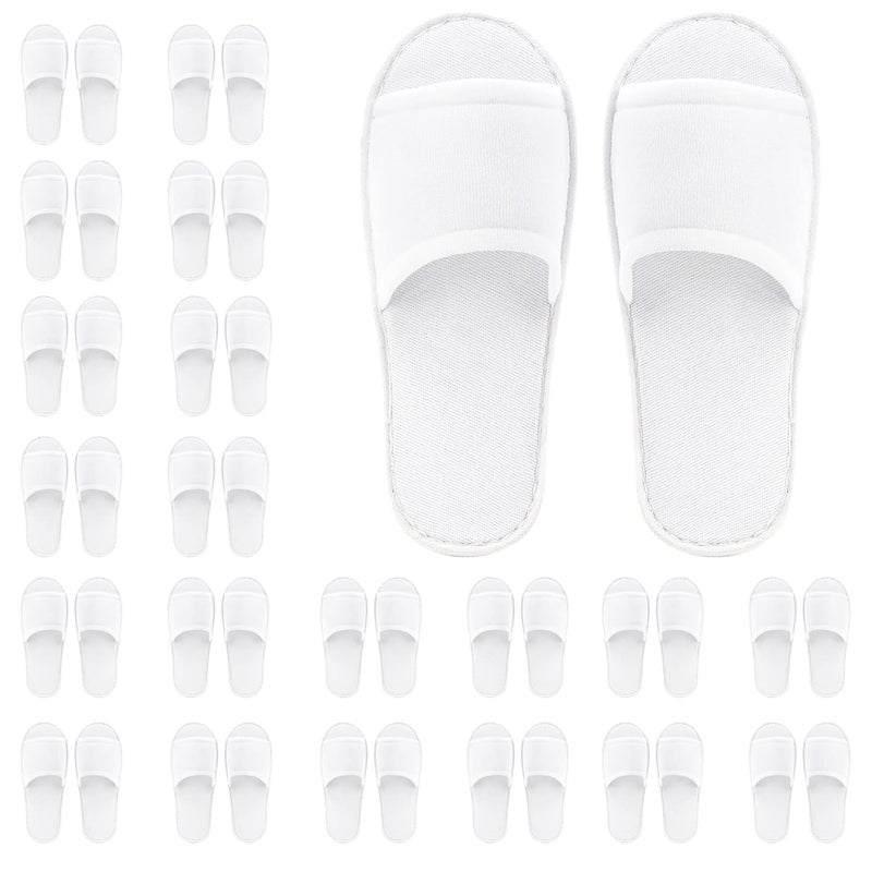 Frcctre 20 Pairs Disposable Slippers Open Toe Comfortable Cotton Disposable Spa Slippers Bulk Unisex NonSlip Disposable Guests Slippers for Home Hotel Travel Train Use White