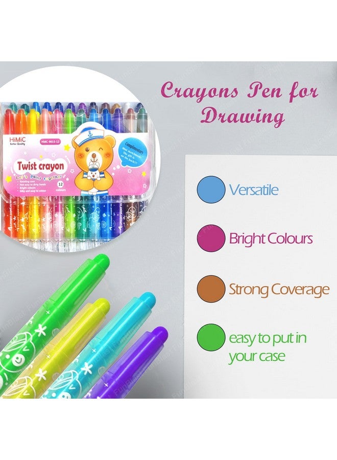 FunBlast Crayons for Kids - 24 Shades Rolling Crayons Pen with Coloring Book, Coloring Kit for Art & Craft, Colors for Drawing, Silky Crayons for School Kids Girls Boy, Return Gift for Birthday - Image 5