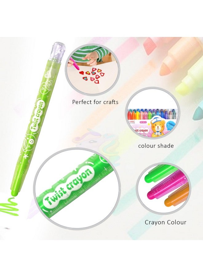 FunBlast Crayons for Kids - 24 Shades Rolling Crayons Pen with Coloring Book, Coloring Kit for Art & Craft, Colors for Drawing, Silky Crayons for School Kids Girls Boy, Return Gift for Birthday - Image 4