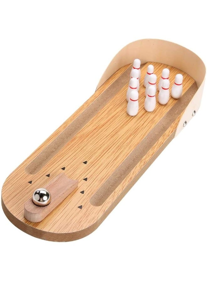 SYZ Table Top Mini Bowling Game Set-Tabletop Wooden Board Mini Arcade Desktop Tiny Bowling Shooting Alley Office Desk Stress Relief Gadgets Small Finger Toys Fun Gag Gifts for MenWomen Kids Teens Boys - Image 3