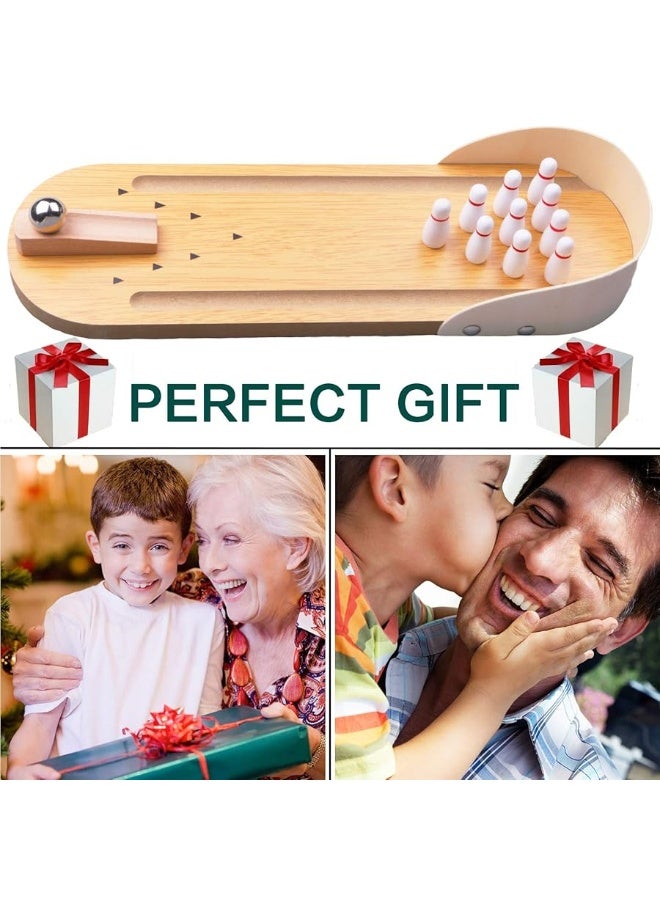 SYZ Table Top Mini Bowling Game Set-Tabletop Wooden Board Mini Arcade Desktop Tiny Bowling Shooting Alley Office Desk Stress Relief Gadgets Small Finger Toys Fun Gag Gifts for MenWomen Kids Teens Boys - Image 5