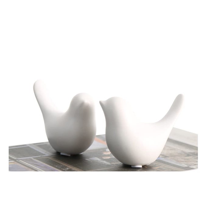 SMALL ANIMAL STATUES HOME CERAMIC DECOR WHITE BIRDS FIGURINE GARDEN COTTAGE DECORATIVE