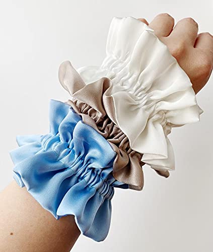 AGASTI Silk Satin Hair Ties Scrunchies Hair ElasticHair band Large Pack 3 - Image 2