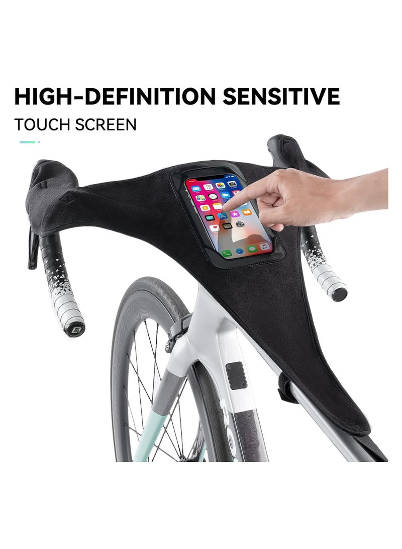 SOLARAE Bicycle Trainer Sweat Net Bike Frame Guard Absorbs Sweat Absorbs Prevent Bicycle from Corrosion Bicycle Trainer Roller Sweat Absorb Guard Strap Net Cover with Phone Pouch TPU Touch Screen - Image 2