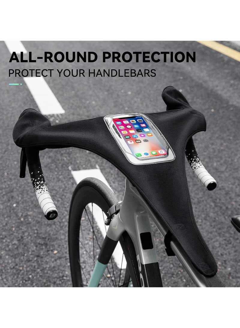 SOLARAE Bicycle Trainer Sweat Net Bike Frame Guard Absorbs Sweat Absorbs Prevent Bicycle from Corrosion Bicycle Trainer Roller Sweat Absorb Guard Strap Net Cover with Phone Pouch TPU Touch Screen - Image 3