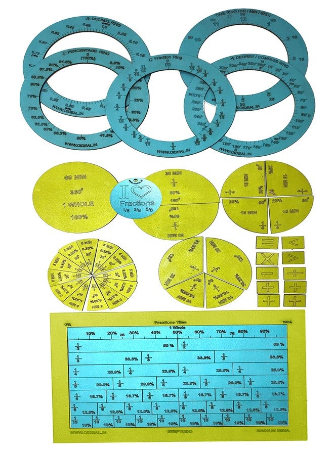 StepsToDo Children Advanced Fraction Teaching Kit,Includes Fraction Tiles,Circles And Rings Set,Includes 78 Pieces. Teach Fraction Concepts &Operations. Joyful&Meaningful Educational Kit.,Multicolor - Image 1