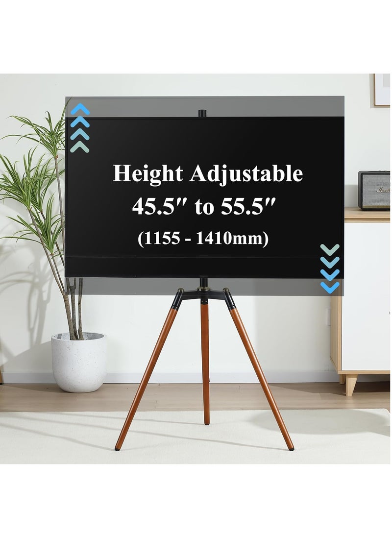 FlashHawk Tripod TV Stand for 32-65 Inch Screens | Height Adjustable | 140° Swivel Floor Mount | 70Lbs Capacity | Steel & Beech Wood Design for Living Room & Bedroom Black  - Image 3