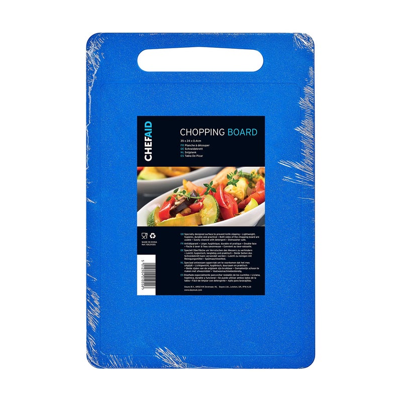 Chef Aid Blue Poly Chopping Board Multipurpose AntiSlip Surface Easy Clean and Dishwasher Safe with Handle 35 x 25cm Other Colour Options Available