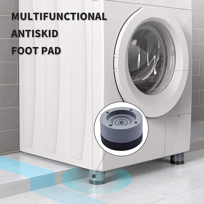 udeeta mart Multi-Purpose Anti Vibration Pads for Washing Machine Feet with Tank Tread Grip for Washer & Dryer, Protects Laundry Room Floor Stackable Fridge Stand, Round, Pack of 4, Grey  - Image 2