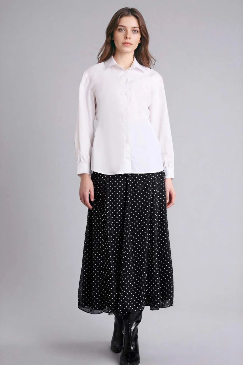 ديفاكتو Printed Chiffon Maxi Skirt