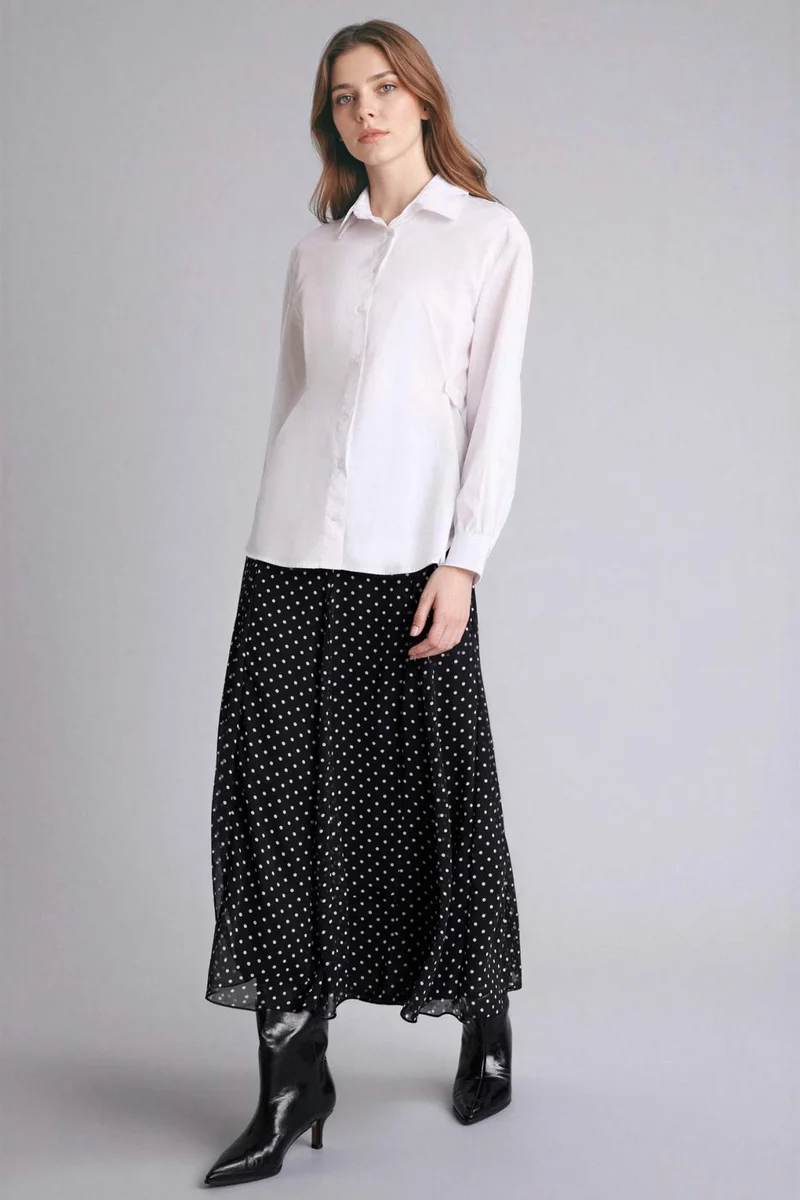ديفاكتو Printed Chiffon Maxi Skirt