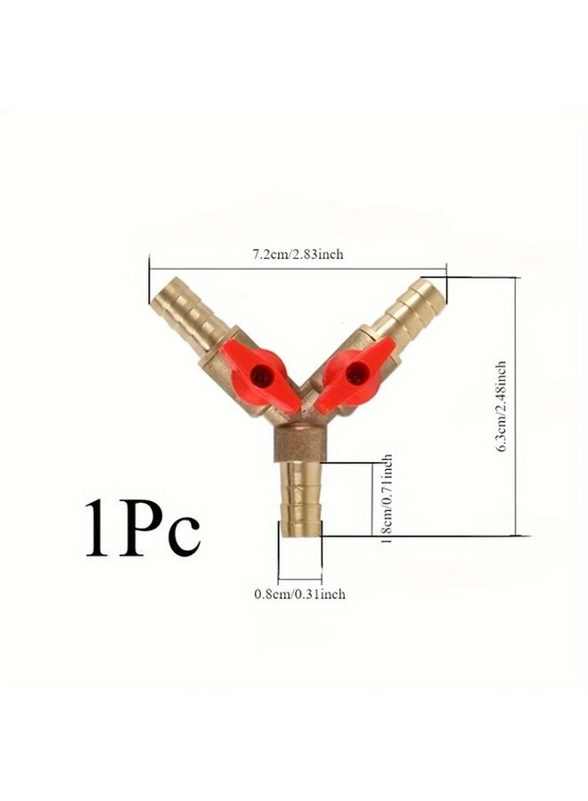 Premium Brass 3 Way Y Type Valve Adapter 8mm For Fuel Water Oil Air - Image 1