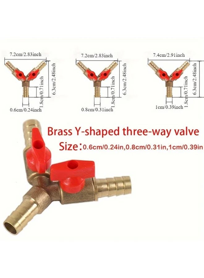 Premium Brass 3 Way Y Type Valve Adapter 8mm For Fuel Water Oil Air - Image 2