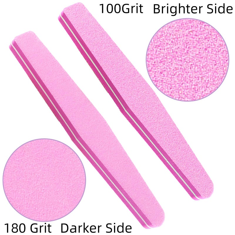 TKYZMS 10 Pack 100/180 Grit Nail Files and buffers,Double Sided Nail Files,Nail Buffer Block,Fingernail File,Sponge Buffing Nail File,for Acrylic/Natural Nails(Pink) - Image 3