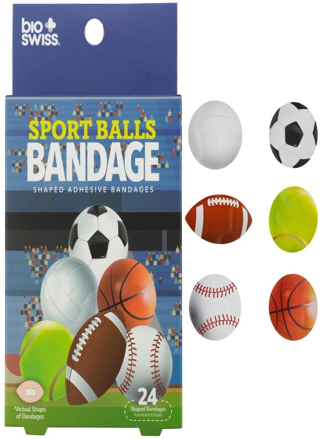 BioSwiss Bandages, Sports Balls Shaped Self Adhesive Bandage Set, Latex Free, Sterile Wound Care, 24 Count - Image 1