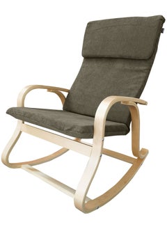 Moon Home and more.. Modern Bentwood Rocking Chair Chenille Fabric Upholstered Relax Rocker Lounge Chair Brown  - Image 1