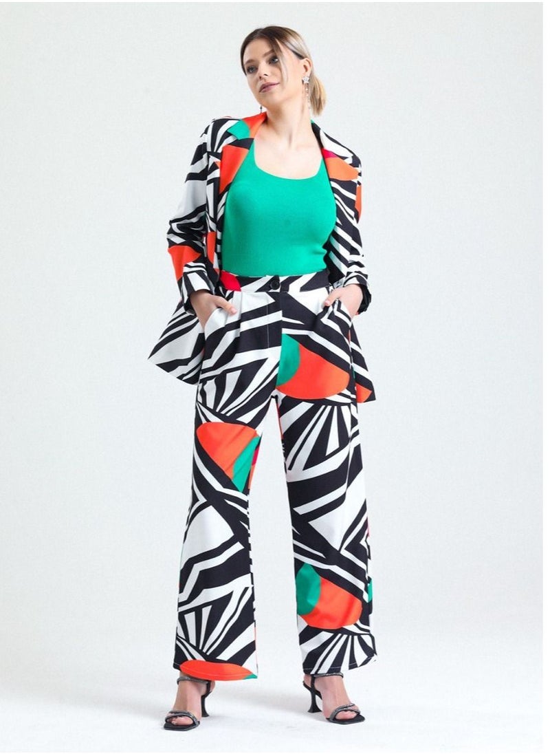 Contessa - CONTESSA Graphic Printed Multi Color Elegant Suit - Image 1