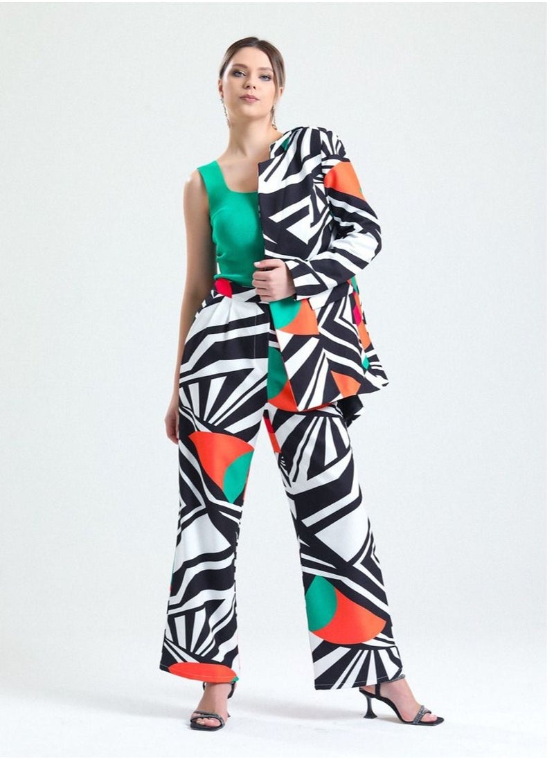Contessa - CONTESSA Graphic Printed Multi Color Elegant Suit - Image 1