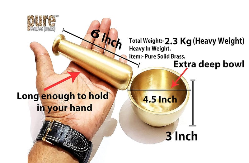 Pure Source India Kitchen Khalbatta Okhli Masher Mortar And Pestle Set Extra Deep Bowl - Image 3