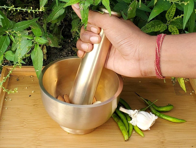 Pure Source India Kitchen Khalbatta Okhli Masher Mortar And Pestle Set Extra Deep Bowl - Image 5