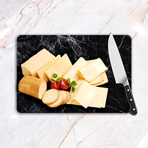 DESTALYA Chopping Board Tempered Glass 11.8’’ x 15.7’’ | Heat Tolerant Shatter Resistant Cutting Board | Black Marble Pattern Decorative Tray for Kitchen (Black L) - Image 5