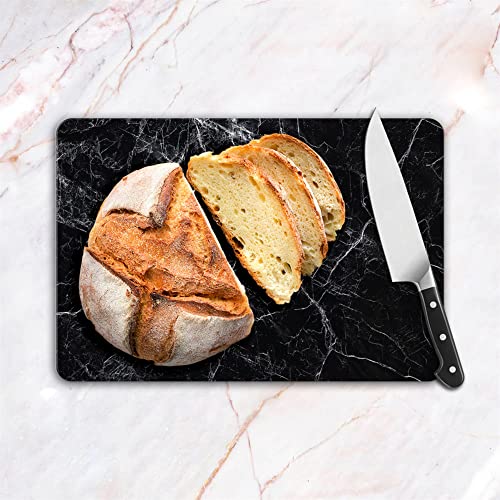 DESTALYA Chopping Board Tempered Glass 11.8’’ x 15.7’’ | Heat Tolerant Shatter Resistant Cutting Board | Black Marble Pattern Decorative Tray for Kitchen (Black L) - Image 4