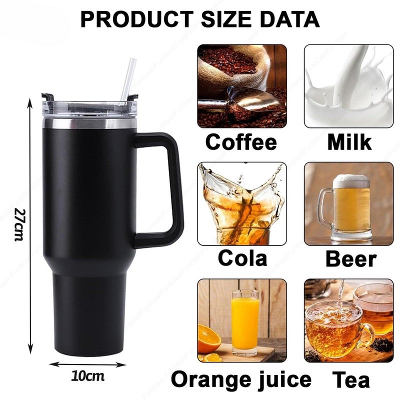 TRIVYOM Insulated Coffee Mug 40oz Stainless Steel Tumbler with Straw and Handle Vacuum Insulated Double Wall Vacuum Travel Coffee Mug Leakproof Coffee Mug 1200ML Multicolor - Image 2