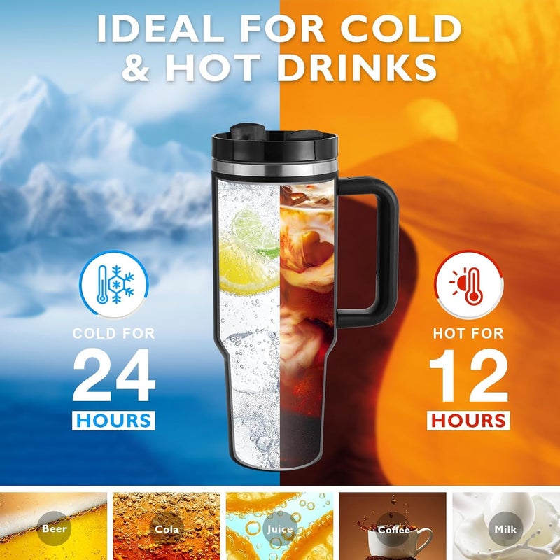 TRIVYOM Insulated Coffee Mug 40oz Stainless Steel Tumbler with Straw and Handle Vacuum Insulated Double Wall Vacuum Travel Coffee Mug Leakproof Coffee Mug 1200ML Multicolor - Image 4