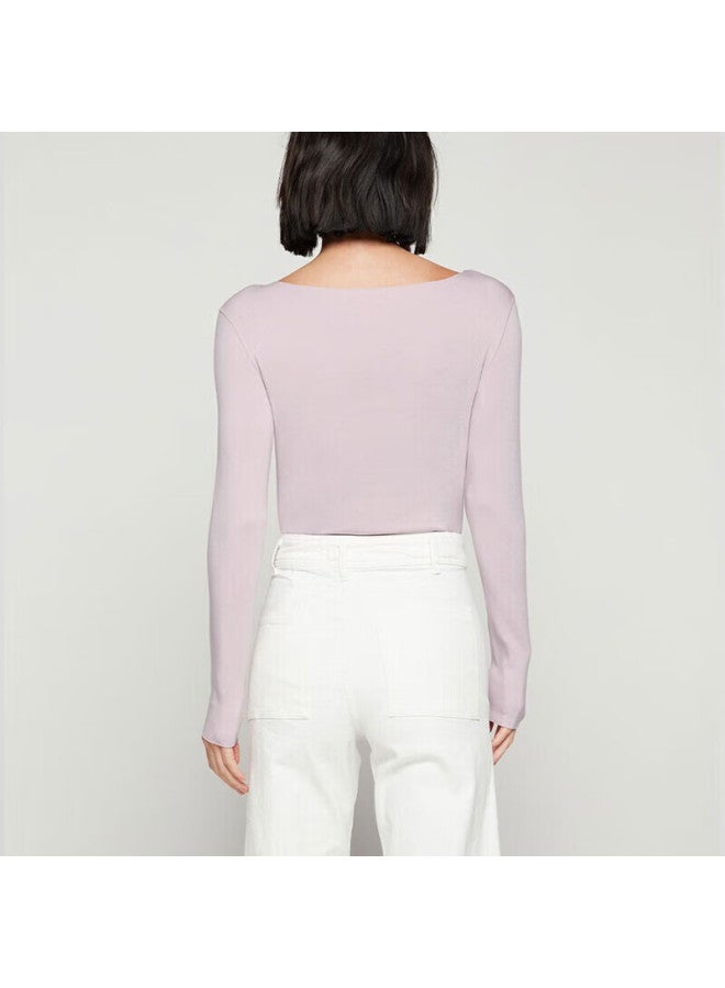 Aimer Women's Thermal Underwear Crew Neck Long Sleeve Base Shirt Moisture-wicking Milk Fiber Am726653 Purple Size 160