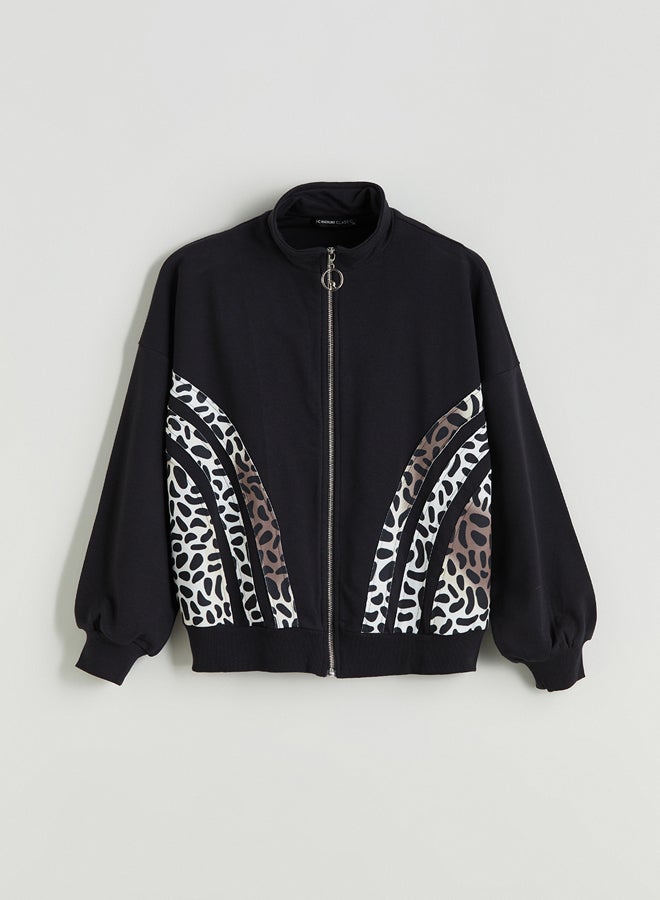 LC WAIKIKI Funnel Neck Leopard Print Women's Zip-Up Sweatshirt - Image 5