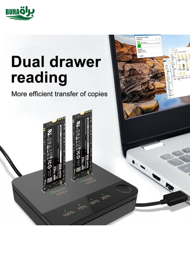 BURAQ M.2 SATA Hard Disk Duplicator Solid State Drive SSD Mobile Hard Drive Enclosure(Black)  - Image 5