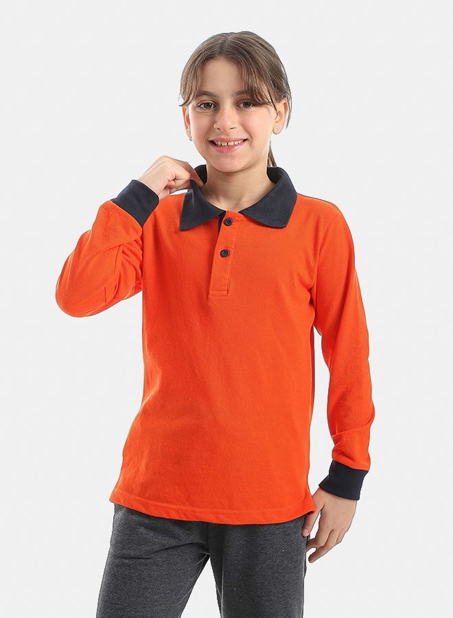 Red Circle Long sleeve polo t-shirt Kids Unisex - Image 2