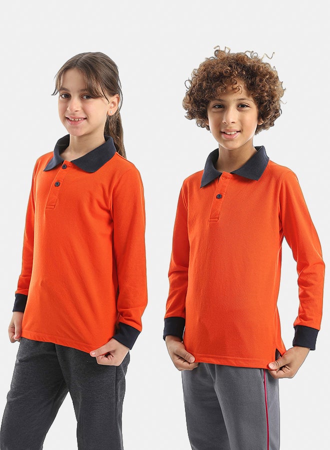 Red Circle Long sleeve polo t-shirt Kids Unisex - Image 3
