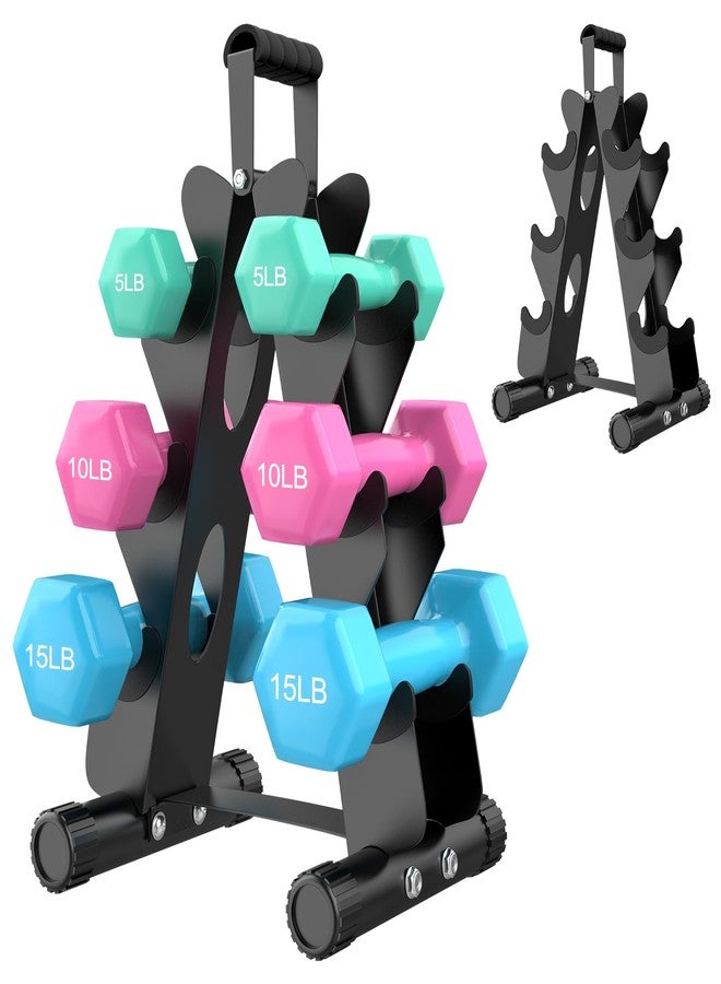 AmazeFan 3 Tier Dumbbell Rack Stand Only, A-Frame Design Weight Rack with Handle, Weights Metal Strength Training Dumbbells Storage Rack for Child Women Home Gym Exercise(Dumbells not Included) - Image 1