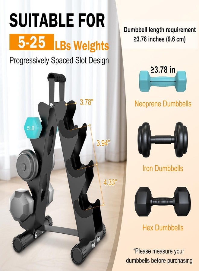 AmazeFan 3 Tier Dumbbell Rack Stand Only, A-Frame Design Weight Rack with Handle, Weights Metal Strength Training Dumbbells Storage Rack for Child Women Home Gym Exercise(Dumbells not Included) - Image 2