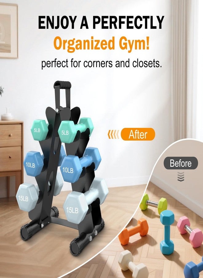 AmazeFan 3 Tier Dumbbell Rack Stand Only, A-Frame Design Weight Rack with Handle, Weights Metal Strength Training Dumbbells Storage Rack for Child Women Home Gym Exercise(Dumbells not Included) - Image 4