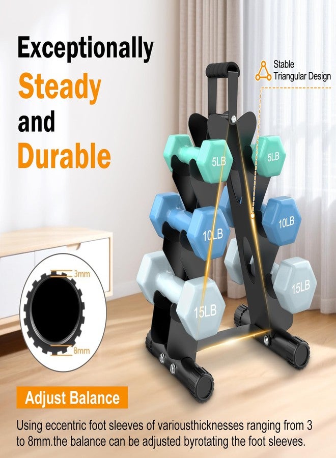 AmazeFan 3 Tier Dumbbell Rack Stand Only, A-Frame Design Weight Rack with Handle, Weights Metal Strength Training Dumbbells Storage Rack for Child Women Home Gym Exercise(Dumbells not Included) - Image 5