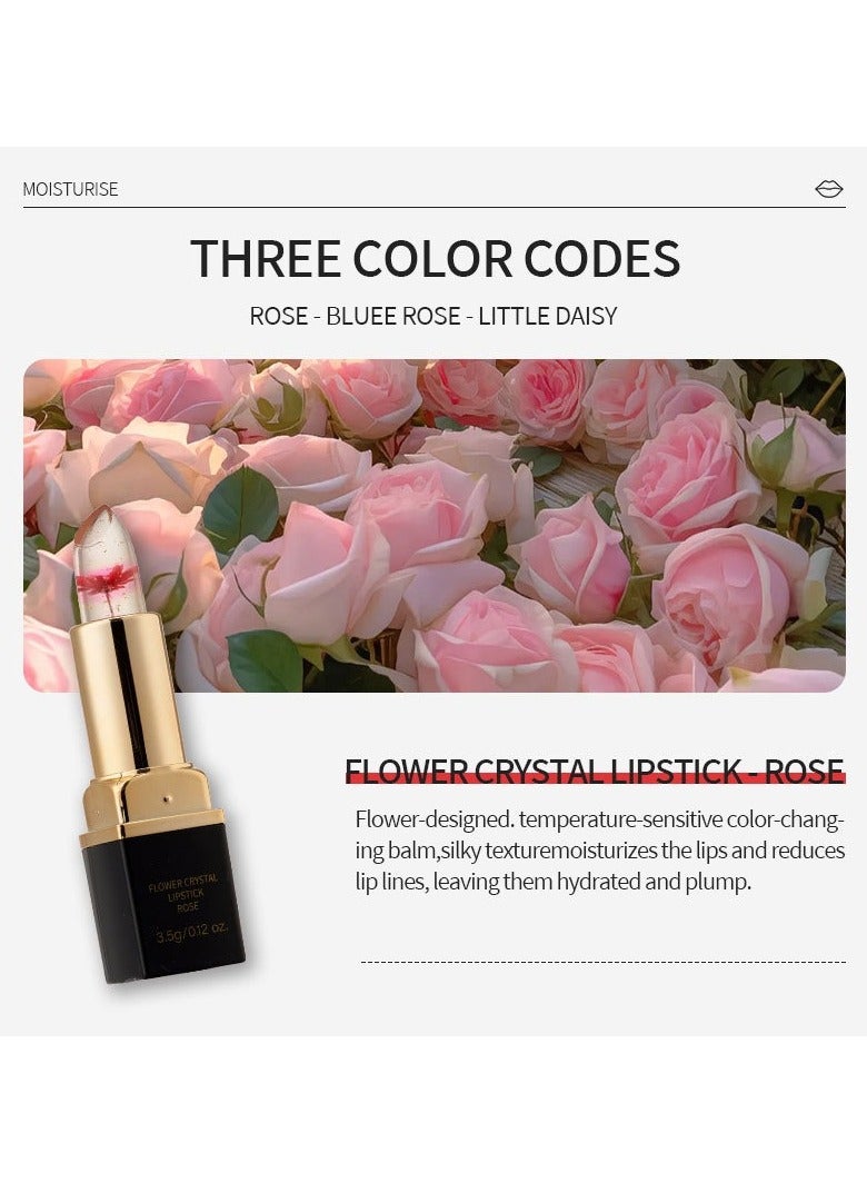 Kormesic 3PCS Crystal Lipstick Set - Blue Rose, Rose, Daisy 3.5g - Vibrant & Moisturizing - Image 3