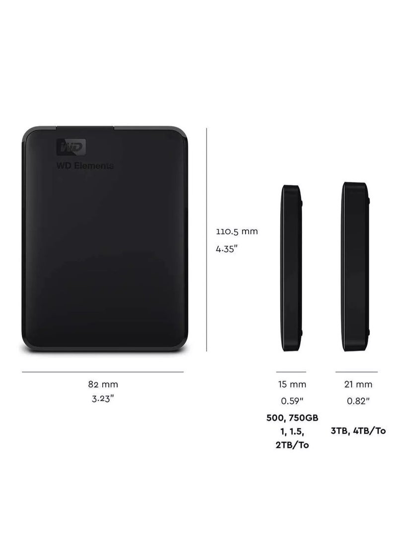 Generic - External Hard Drive Case , Western Digital Elements Basic Storage- USB 3.0, Black - Image 1