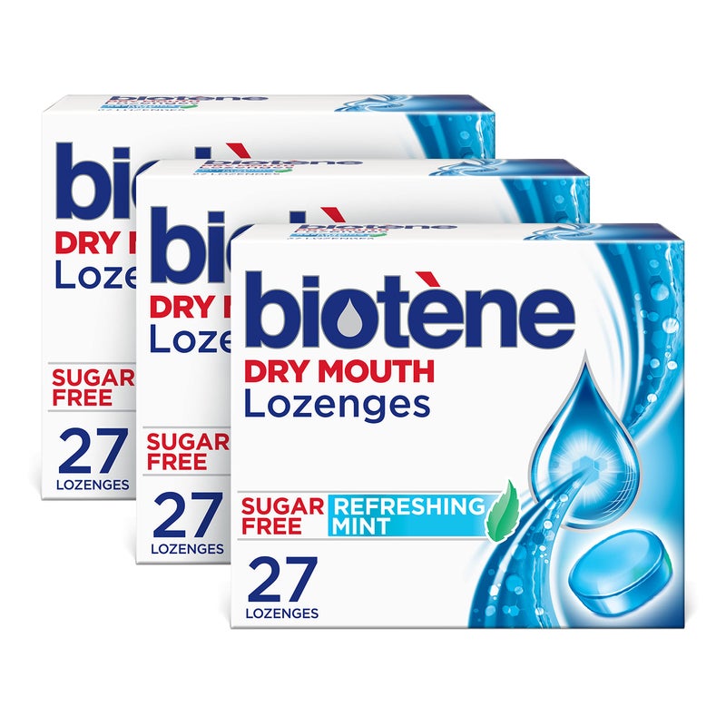 Biotene Dry Mouth Lozenges for Dry Mouth and Fresh Breath Dry Mouth Relief and Breath Freshener Refreshing Mint 27 Count Pack of 3